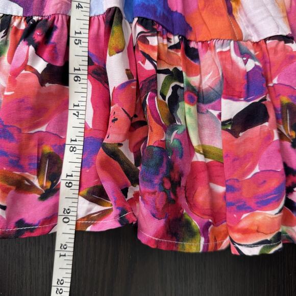 French Connection Top Womens 0 Multicolor Floral Abstract Peplum Cami Tank - Picture 9 of 10